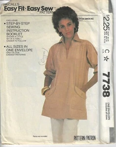 McCALL'S Easy Fit - Easy Sew7738 Vintage Sewing Pattern Misses' Tunic, C U.K. - Picture 1 of 2