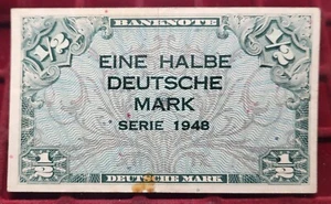 #70-18 ~ Banknote / Banknote - DEUTSCHLAND - 1/2 Mark 1948 - KM.1a - Bild 1 von 2