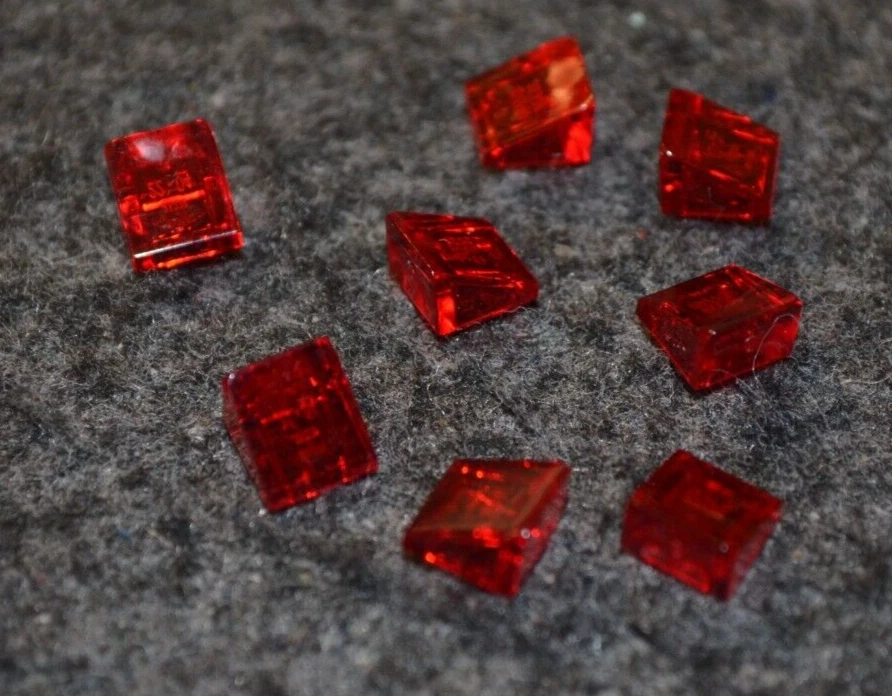 (8) 1x1 Red Translucent Small Cheese Wedge Slope Bricks ~ New Lego Parts ~ - Image 1 of 1