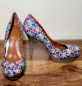 Jessica Simpson Colorful Floral Pumps Platform Heels Stiletto Womens Size 10 B - Picture 1 of 10