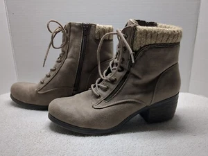 White Mountain Womens Shoes SIZE 11M Brown Tan Side-Zipper Booties 2.25" Heel - Picture 1 of 12