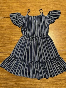 Jenna & Jessie  Navy And White Girls Striped dress Per. for Spring & Summer CUTE - Picture 1 of 2