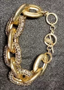 GOLDTON KLOBIGES KETTENGLIED STRASS ARMBAND 7-9" GEBRAUCHT - Bild 1 von 6