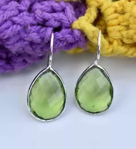 Green Peridot Gemstone 925 Sterling Silver Jewelry Gift For Women Earring S-150 - Picture 1 of 5