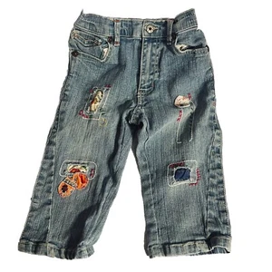 Children's Place Girls 4T Jeans Light Wash Cute Patches Front And Back Zippered - Picture 1 of 9