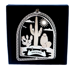 City of Phoenix Arizona Brass Ornament Desert Beauty Personalize with Year Charm - Photo 1/11