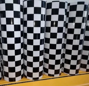 Matt Gloss Checkered Black White Racing Flag Vinyl Wrap Decal Film Car Stickers - Foto 1 di 24