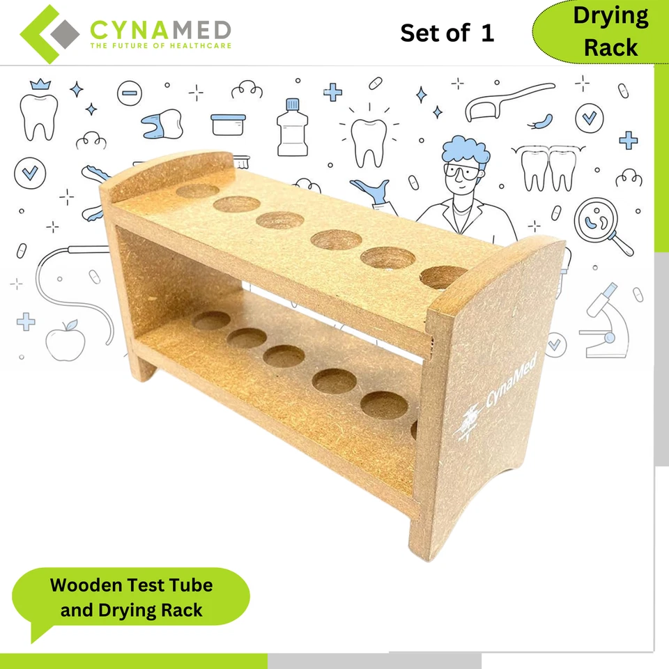 Cynamed Wooden Test Tube and Drying Rack 22mm Perfect for Laboratory & Classroom - Image 1 of 1