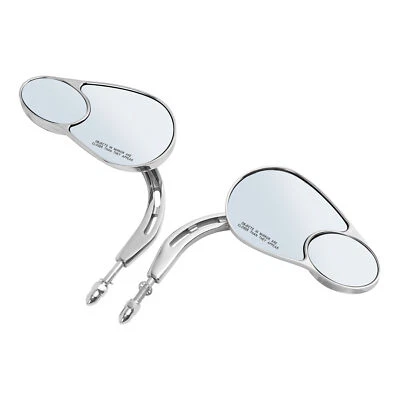 Espejos retrovisores laterales de visión dividida cromados aptos para Harley Touring Softail Foto 1 de 4