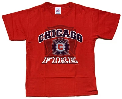 Chicago Fire Firefighter T-shirt Vintage Y2K 2001 Logo Size Large Red Excellent! - Image 1 of 3