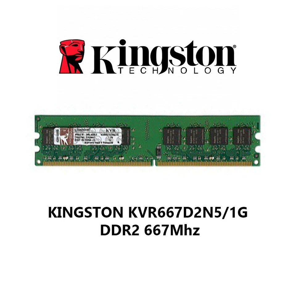 RAM PC 1 GB DDR2 667Mhz PC2-5300 MEMORIA RAM KINGSTON KVR667D2N5/1G 1.8V - Immagine 1 di 1