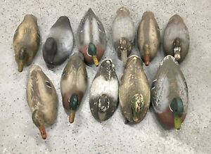 Lot of 11  Life-Like Duck Decoys, JC Higgins, Animal trap co.,Carry-Lite.