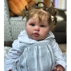22" Finished Reborn Baby Doll Ellie Newborn Doll Girl Rooted Hair Handmade - Picture 1 of 6