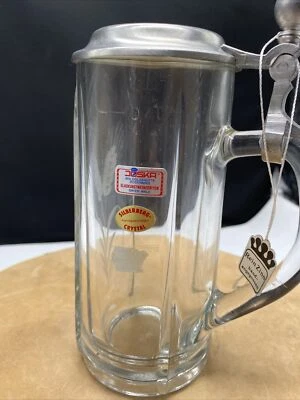 Bierkrug 0,4L Bleikristall Zinndeckel Joska Waldglashütte Unbenutzt Reg13/b - Bild 1 von 4