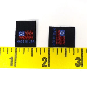 1000 pcs Quality WOVEN SEWING LABELS FLAG "MADE IN USA" Black, Fast Shipping@USA - Picture 1 of 2