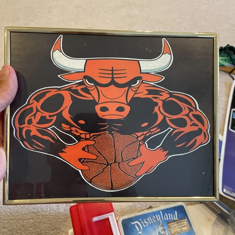 90s Frame CHICAGO BULLS framed carnival picture logo basketball glass Jordan Era Cover