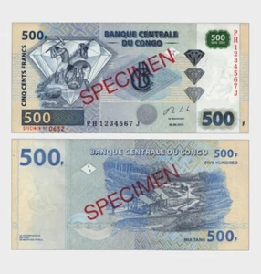 Congo - 2013 - 500 Francs - SPECIMEN - S/N : 1234567 - "UNC" #CO3589 - Picture 1 of 5