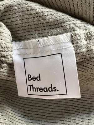 Bed Threads 100% Linen Full/Queen Duvet Cover - Light Green Pinstripe - Image 1 of 4