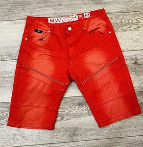 Switch Shorts Herren Red Jeans Gr. 34 Distressed Premium Denim Grunge Acid Wash - Bild 1 von 4