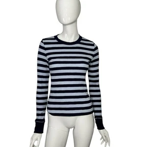 Aerie Women's Top Blue Striped Long Sleeve Shirt Size Small - Picture 1 of 20
