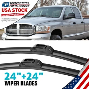 24"24"Bracketless Windshield Wiper Blades J-HOOK All Season For 02-05 Kia sedona - Picture 1 of 11