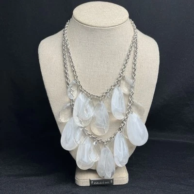 Collar RJG GRAZIANO Facetado Lucita Gota Pasarela Declaración Plata Pasarela Usado en Excelente Condición Foto 1 de 4