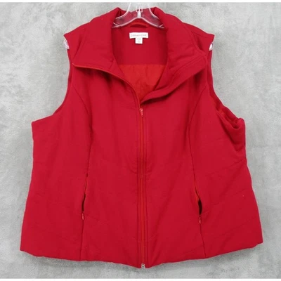 Chaleco Coldwater Creek Mujer 3X Acolchado Cremallera Completa Bolsillos Exterior Ocio Rojo Foto 1 de 4
