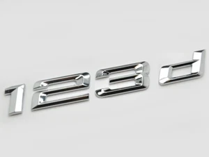 Emblema distintivo bagagliaio posteriore numero lettera piatta auto 123d cromato argento per BMW - Foto 1 di 1