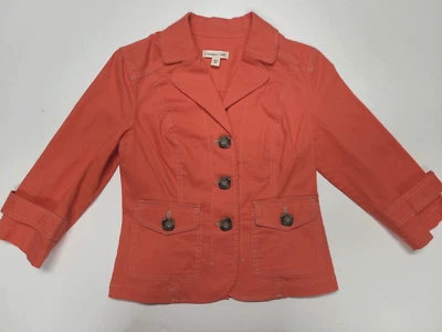 CHAQUETA/BLAZER JEAN COLOR NARANJA MELOCOTÓN COLDWATER CREEK NUEVA SIN ETIQUETAS TALLA P8 Foto 1 de 4