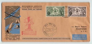1946 Belgium Special Flight cover to USA # CB1 and CB2 American War Memorial - Picture 1 of 4