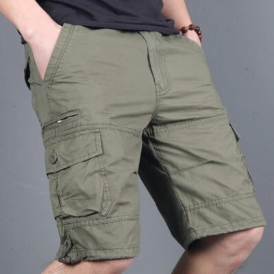 Nuevos Pantalones Cortos de Trabajo para Hombres Combate Carga Multi Bolsillos Informales Verano Pantalones Cortos Medio Pantalones Foto 1 de 4