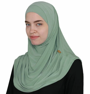 Turco Islâmico Firdevs Prático Amira Fácil Hijab Estado Perfeito Jade - Imagem 1 de 4