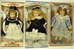 (Lot of 3 dolls) 16" Porcelain Dolls- Brass Key, Victorian Treasures - Picture 1 of 14