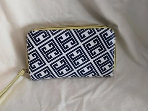Blau/gelb/weiß geometrische Geldbörse Clutch - Bild 1 von 3