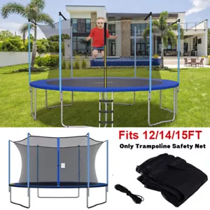 12/14/15/16ft Round Trampoline Enclosure Safe Net Replacement for 6/8 Pole Fence - Picture 1 of 23