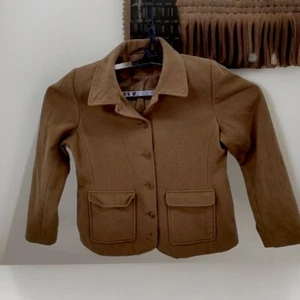 American Eagle Peaoat Womens L Brown Wool Pea coat Jacket Button Pockets Warm - Picture 1 of 12