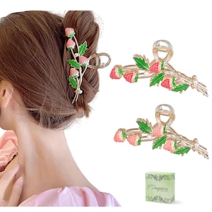 "Strawberry Hair Claw Set - Non Slip Metal Clips" - Picture 1 of 7