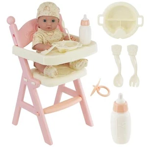 Baby Doll with Realistic Feeding Accessories & High Chair Toy Pink BiBi Doll - Picture 1 of 7