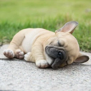 Estatuilla para dormir cachorro Bulldog Francés interior exterior estatua beige - Imagen 1 de 6