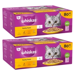 Whiskas 1+ Poultry Feasts Adult Wet Cat Food Pouches in Jelly 80 x 85g Mega Pack - Picture 1 of 18
