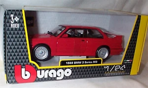 BMW 3 Series M3 1988 Red opening Doors 1:24 Scale Diecast Car burago New in Box - Picture 1 of 2