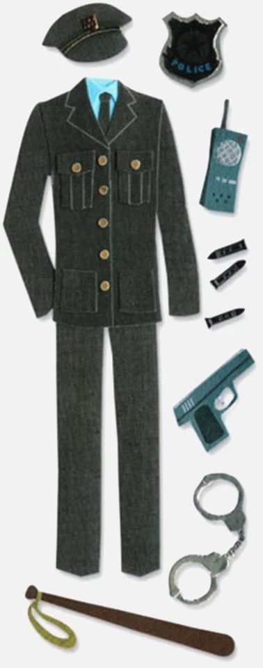 Uniforme de policía insignia pistola esposas bastón palo de noche radio pegatinas de Jolee artesanía Foto 1 de 1