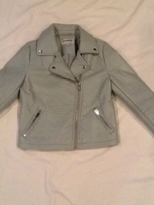 Girls Coffeeshop Kids Moto Jacket Faux Leather Light Aqua Blue Size M 8-10 EUC - Picture 1 of 11