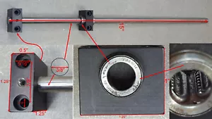 Thomson slide, 1 ends, round shaft, 3/8" diameter, 15" length, (1) A61014 blocks - Picture 1 of 10