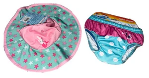 SwimWays Reusable Swim Diaper - 12 Months Medium 18-22 LB & Swim Hat Baby Girl - Picture 1 of 6