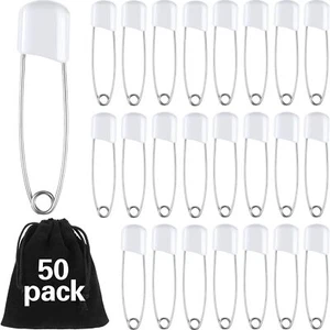 50 Pieces Diaper Pins Safety Pins 2.2 Inch Plastic Head Cloth Diaper Pins with L - Picture 1 of 1