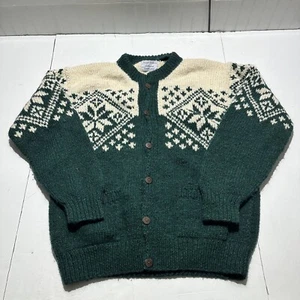 Joseph Anthony Collection Mens Large Button Down Wool Hand Knit Nepal Snowflake - Picture 1 of 8