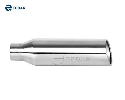 2.5" Entrada 4" Salida 15" Largo Enrollado Extremo Corte Ángulo Camión Tubo de Escape Punta Foto 1 de 4