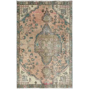 3'x4'5" Brown Wool Hand Knotted Vintage Zoroastrian Tebraz Rug R82788 - Picture 1 of 7