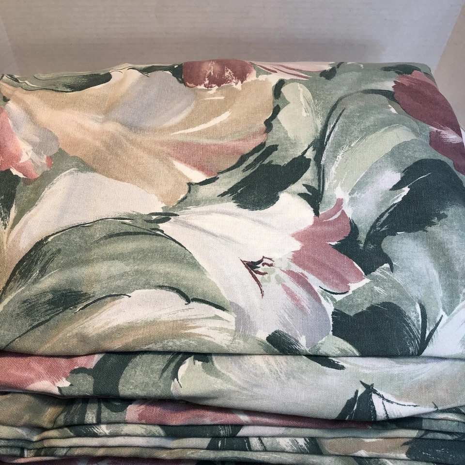 16 Yds Green Pink Tan Floral Abstract 54" wide Mill Creek Fabrics Drapery Cotton - Image 1 of 4